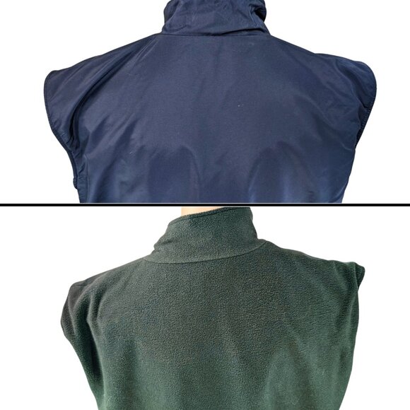 Spalding Athletic XL Vintage Reversible Blue & Green Fleece Full Zip Vest - Picture 7 of 9